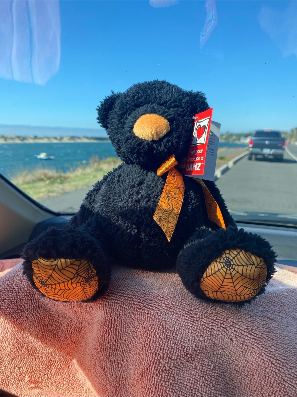 GANZ Halloween Plush Bear “Tubby Tummies 7” w/Tags” HW10616 Black/Orange NWT